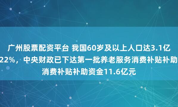 广州股票配资平台 我国60岁及以上人口达3.1亿，占总人口的22%，中央财政已下达第一批养老服务消费补贴补助资金11.6亿元