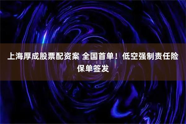 上海厚成股票配资案 全国首单！低空强制责任险保单签发